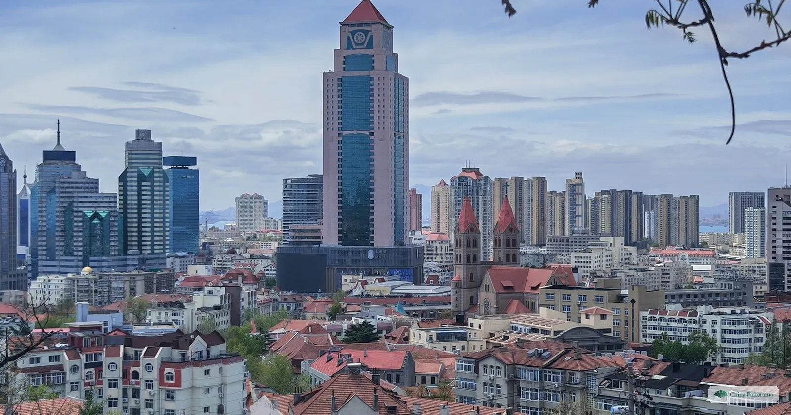 The Qingdao skyline over the old town, seen from Guanxiang Hill